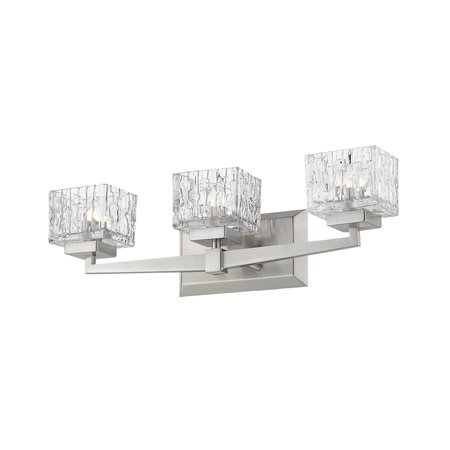 Z-Lite Rubicon 3 Light Vanity, Brushed Nickel & Clear 1927-3V-BN-LED